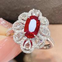2026 Natural Pigeon Blood Ruby Women's Ring, Water Drop Pendant, Pear-shaped Zircon Colored Treasure Ring. no. 6