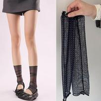 Fashion Ultra-thin Polka Dot Sock Skin-friendly Breathable Women Silk Sheer Stacked Socks Soft Women Sheer Socks Summer 35-39 juoda