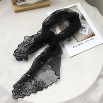 Versatile Retro Lace Scarf Elegant 130×30cm Headscarf Literary Style Embroidered Flower Shawl for Women juoda
