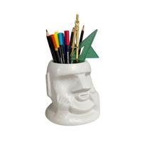 Creative Moai Statue Pen Holder Multifunctional Desktop Organizer Storage Box for Home Office Living Room Desk Accessories Decorative Sculpture one size