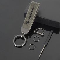 Leather KeychainFor Porsche Cayenne Panamera Macan 911 Taycan Boxster Cayman 918 Pajun Car Logo Key Chain Pendant Key Holder