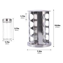 16Pcs Rotating Jars Spice Rack Kitchen Stainless Steel Seasoning Stand Holder Condiment Sets Salt Pepper Carousel Spice Jars