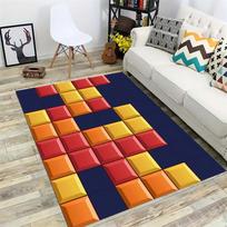 Block Blast Kids Area Rug, Non-Slip Colorful Floor Mat with Cartoon Block Characters, Educational Carpet for Playroom 40x60cm( 15x23in )