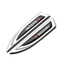 2 vnt. 3D metalinis automobilio sparno šoninis sparnas ašmenys ženklelis emblema lipdukas Suzuki Samurai Grand Vitara Baleno SX4 Swift Jimny IGNIS ALTO sidabras