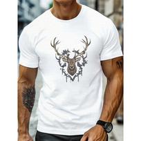 Plus Size Men's Summer T-shirt - Majestic Stag Head Graphic Print Short Sleeve Tees - Trend Casual Tops for Big & Tall Guys - PLUS SIZE S balta
