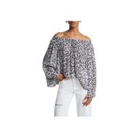 Michael Kors Printed One-Shoulder Long Sleeve Shirt Women shirts Black MS540SAGRX-100 XS