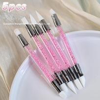 5Pcs/Set Pink Dual Ended Sculpture Pen Manicure Brush Rhinestone Nail Art Silicone Pen 3D Flower Carving Dotting Nail Tool balta