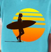 Sunset Surf Silhouette T-Shirt, Surfer Sunset Tee, Surf Vibes Shirt, Beachwear S