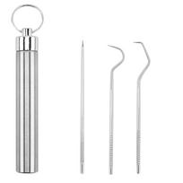 Oral Cleaning Tool Teeth Cleaner Seal Storage Box Keychain Holder Stainless Steel Toothpick Set Tooth Pick Toothpick Pocket Set