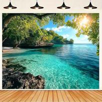 2D Tropical Paradise Lagoon Tapestry - Nature Beach Wall Art for Home 47.2x31.5inch/120*80cm