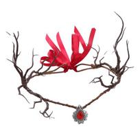 Fairy Flower Crown Headband Adjustable Size Woodland Floral Circlet Women Girls Cosplay Halloween Wedding Photo Props raudona