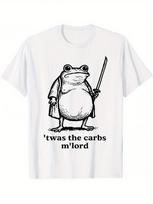 Funny TWAS The Carbs M'Lord Frog Meme T-Shirt - Carb Humor Graphic Tee For S, Breathable Casual Shirt With Meme Print, Pop Culture Novelty Top For Mem S