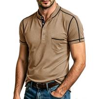 Men's Short Sleeve Casual Shirt with Stitching and Button Placket Lightweight Breathable Athletic Top for Daily Wear XXL