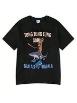 Italian Brainrot Tralalero Tralala Tung Tung Tung Sahur Funny Meme T-Shirt Wounisex Fashion Loose T Shirts Wounisex T-Shirts S