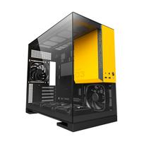 GEOMETRIC FUTURE Mini Tower PC Case MODEL 3 YellowBlack with 5 Fans, Pillarless, 5 x 140mm ARGB Fans, Micro-ATXITX Motherboard Compatible, GF-M3-YB