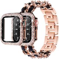 Case+strap for Apple watch band 40mm 41mm 38mm 44mm 45mm 42mm 40 mm Metal Watchband Cuban Link Bracelet iWatch serie 3 5 6 se 7 For 38mm
