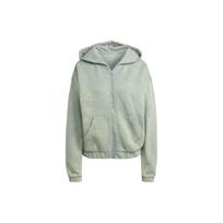 Adidas All Season Fleece Washed Full-Zip Hooded Track Top Women Tops Green IL3273 L