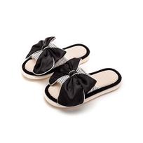 Fashion 2025 New Casual Sneakers For Home Slippers  Bow-knot Soft Floor Woman Indoor Flats Shoes Cute Slipper zapatos de mujer 36-37 juoda