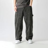 Men's 2025 Retro Hong Kong Style Multi-Pocket Straight Leg Workwear Jeans Medium juoda