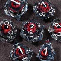 DND Liquid Core D & D Dice Set, Sharp Edge Resin Dungeon and Dragon Dice, Role Playing, RPG D and D D20, D12, D10, D8, D6, D4 raudona