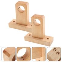 2 Pcs Natural Wood Curtain Rod Bracket Holders Sturdy Wall Mounted Support Hooks For Window Door Rods Home Decorative