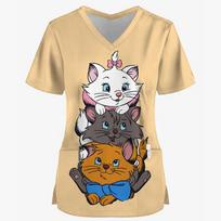 Disney Pet Mary Cat Print Woman Short Sleeved T-Shirt S
