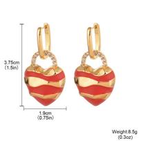 Christmas red oil drop new love fringed striped ear buckle enamel premium retro black red temperament earrings