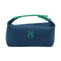 Hermes Bride-A-Brac Palladium Coated Canvas Storage Bag Men bags Navy-Blue H103222M03 Small