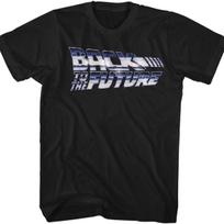 A And E Designs Back to The Future Chrome Logo Black T-Shirt S