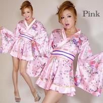 Women's Traditional Japanese Yukata Kimono Anime Stage Costume Set One Size