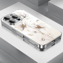 Phone Case for Samsung Galaxy S25 S24 S23 S22 S21 S20 S10 S9 S8 FE Plus Ultra 4G 5G Watercolor platinum line floral pattern Samsung S23 Plus 5G