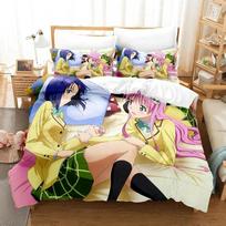 Anime Yami To LOVE Ru Bedding Set Duvet Cover Bed Set Quilt Cover Pillowcase Comforter King Queen Size Boys Adult Home Textiles 135x200cm