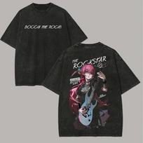 Anime Bocchi The Rock Goto Hitori Funny Graphic Print Tshirt Men Women Vintage Washed Cotton Tees Oversized Fashion Summer Tops S