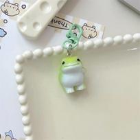 Funny Green Frog Resin Keychain 1/6Pcs Animal Charms Pendant DIY Phone Chain Bag Decor Jewelry Making Accessory