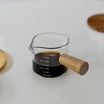 .1PC 120ml Espresso Shot Glass Wood Handle Single Double Mouth Coffee Measuring Cup Dual Scale Mug