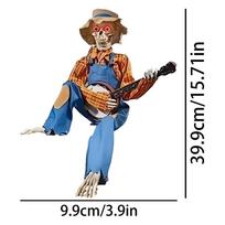 Musical Halloween Skeleton with Glowing Eyes & Poseable Joints - Animated Outdoor Decor for Yard, Garden, Porch, Haunted House geltona