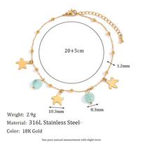 MamacitaSlay Lovely Star Natural Stone Amazonite Pendant Anklet 18K Gold Plated anklet Stainless steel jewelry woman Gift auksas