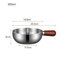 Stainless Steel Cooking Pans with Wooden Handle & Glass Lid - Multi-Purpose Small Pots for Noodles/Eggs