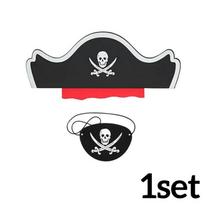 1-10pc Pirate Captain Hat Eye Mask Set Skull Pattern Halloween Costume Decoration Cosplay Dress Up Scary Themed Parties Props