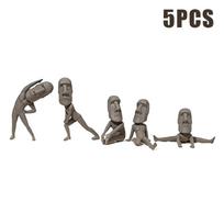 Creative Moai Statue Set Easter Island Moai Sculpture PVC Stretching Exercise Moai Decor Mini Desk Figurines Desktop Decoration