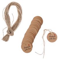 100 Pcs Retro Love Tags+20M Kraft Paper Rolls Hand Stamped Wedding Vows Bridal DIY Supplies