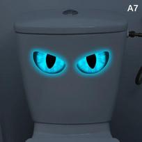 Waterproof Removable Self-Adhesive PVC Decals Glow-in-the-Dark Funny Face Toilet Stickers Bathroom Decor Wall Stickers
