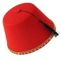 Universal Round Felt Fez Cap Moroccan Hat Red Color Tarboosh Fez Hat Breathable Ottoman Turkish Tassels Cap Party Hat raudona