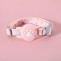 Nylon Pet Locator Collar Glow-in-The-Dark Adjustable Dog Cat Collar Anti-Lost Silicone Tracker Protective Cover for AirTag Pet rožinė