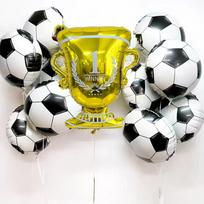 12Pcs Soccer Theme Foil Balloon Set, Golden Champion Trophy & 10Pcs 18-Inch Football Mylar Balloons, Aesthetic Sports Event Deco Other