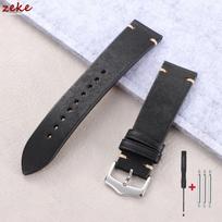 Vintage Oil Wax Watch Band Handmade Stitching Cowhide Strap for Omega for Seiko Smartwatch Wristband 20mm 22mm Watch Accessories 20mm
