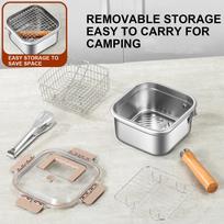 Stainless Steel Frying Pan Oil Saving Square Deep Fryer Pot with Basket and Handle Versatile Deep Fryer with Lid for Kitchen China Mainland