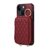 Crossbody Wallet Case for iPhone 14/13/12/11 Pro Max 13 Mini SE 2025 6 7 8 X XR XS Max, Zipper Purse Flip Cover With Card Slots For iPhone 6 6S raudona