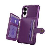For Samsung Galaxy S25 Edge S24 S23 Ultra FE Case with Card Holder, Compatible with Magnetic Car Mount, Heavy Duty Shockproof Galaxy S23 violetinė