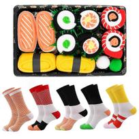 5pairs Sushi Socks Mid Calf Socks Cotton Christmas Socks - Couple Casual Socks Christmas Gift Box Set - RiRi